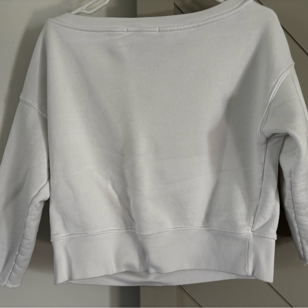 White scoop, neck, cropped sweatshirt - Picture 4 of 6